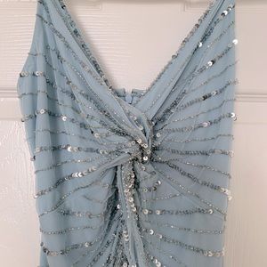 Beautiful formal blue gown with sequins